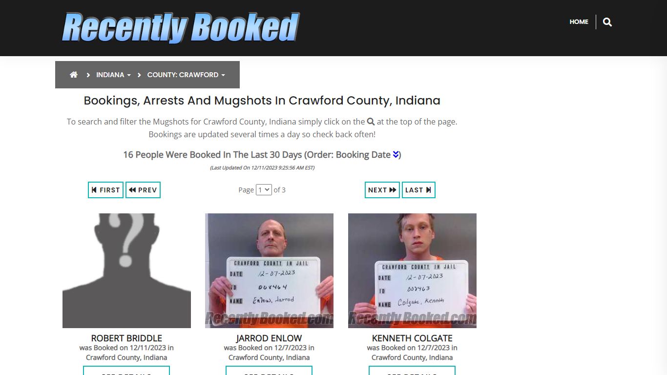 Bookings, Arrests and Mugshots in Crawford County, Indiana